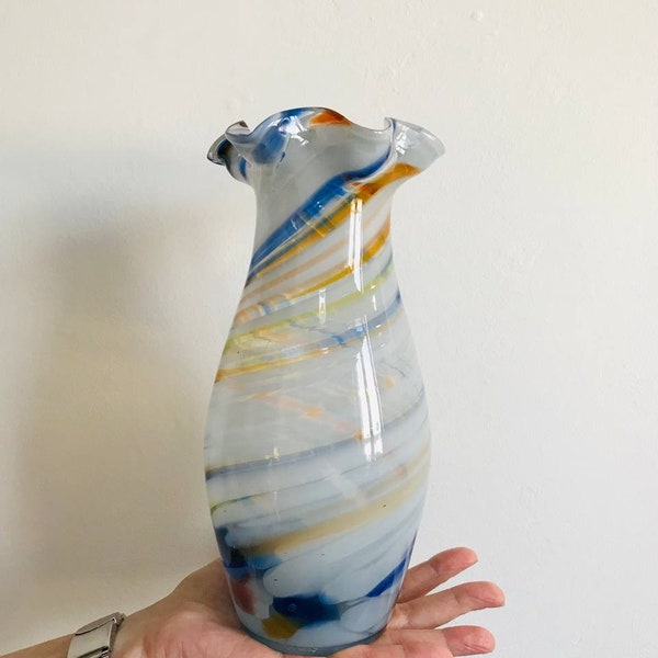 Unique Glass Vase, Modern Home Decor Accent, Artistic Statement Piece: One-of-a-Kind Glass Vase, Unique Glass Vase for Floral Arrangements