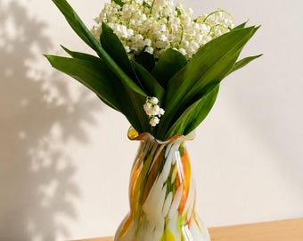Vintage-Glasvase aus der Ukraine der 1970er Jahre | Retro-Mittelstück im Mid-Century-Stil für Blumen und Dekoration