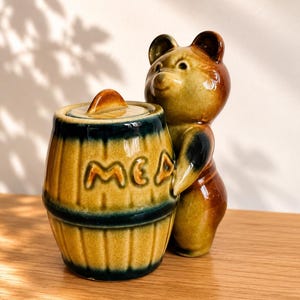 Vintage pot de miel avec couvercle, pot de confiture en céramique, décoration de cuisine mignonne, ustensiles de cuisine soviétiques, cadeau Cottagecore, pot de miel rustique