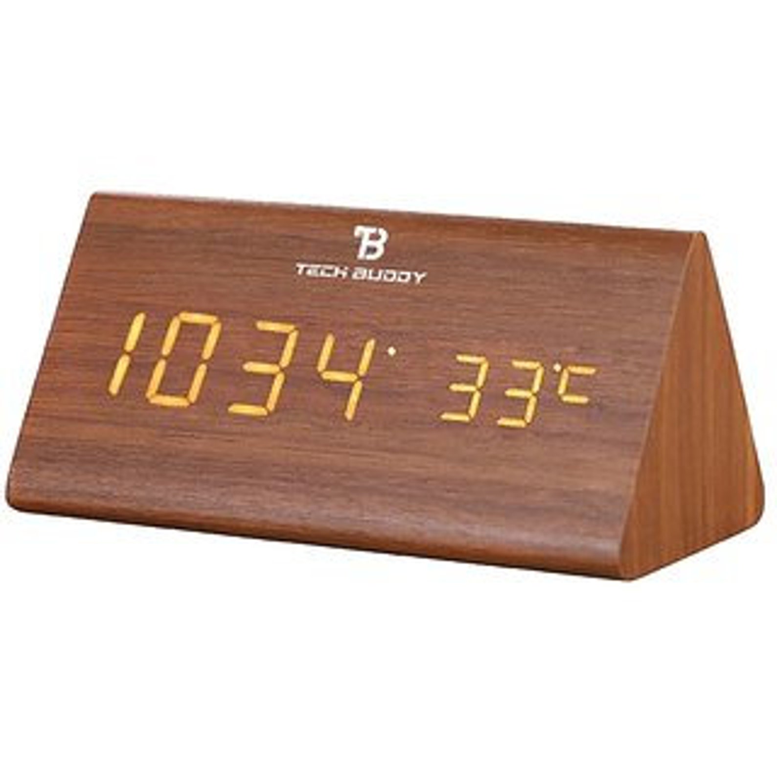 Wooden Triangle Clock LED Digital Alarm Clock Time Thermometer Etsy UK