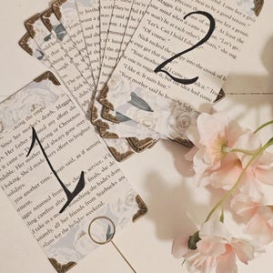 Wedding Table Numbers Book Page Custom Theme