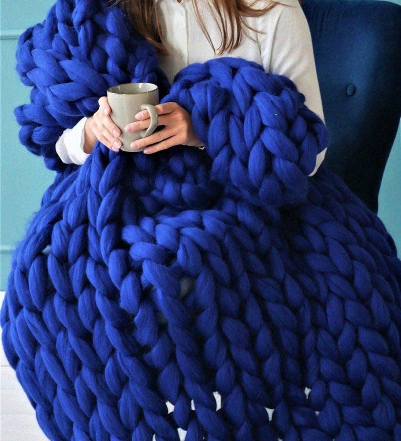 Soft Luxury Chunky Knitted Blankets Thick Yarn Braided Throw Etsy