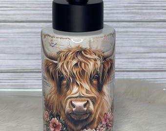 Highland Cow Soap Dispenser, Rustic Farmhouse Home Decor, Bathroom accessory