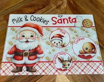 Santa Claus Milk & Cookies Serving Tray, Christmas Decor
