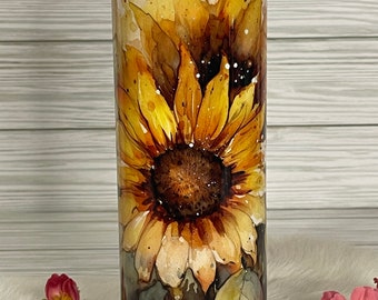 Sunflower Tumbler, Floral Travel Mug, Hot & Cold Cup