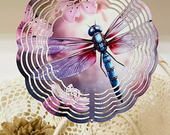 Dragonfly Wind Spinner: 8 Inch Hanging Garden Decor