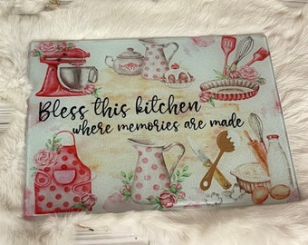 Tempered Glass Cutting Board, Pink Kitchen Decor, charcuterie Board