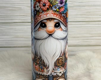 Floral Gnome 20oz Tumbler, Custom Travel Mug