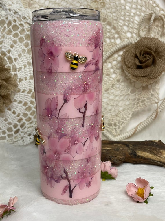 Pink Glitter Tumbler, Pink Girly Tumbler, Pink Tumbler