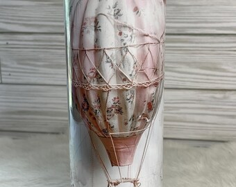 Personalized Hot Air Balloon Tumbler, Shabby Chic Insulated Travel Mug