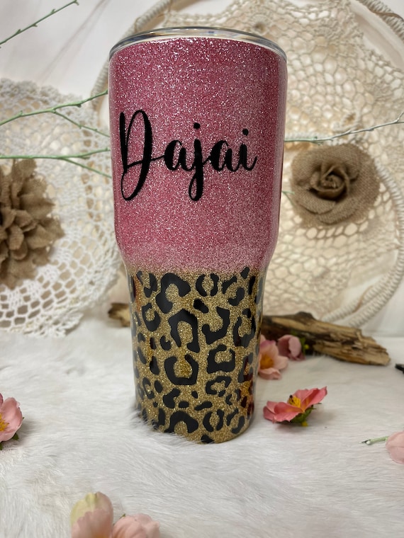 Pink Girly Tumbler Pink Leopard Print Tumbler Personalized 