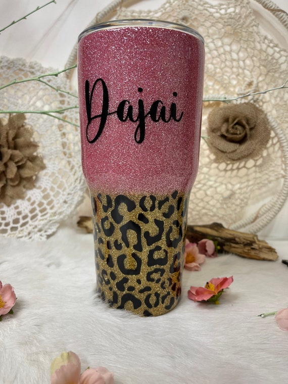 Pink Girly Tumbler Pink Leopard Print Tumbler Personalized 