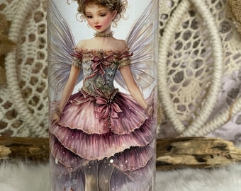 Pink Fairy Ballerina Christmas Tumbler, Holiday Travel Mug, Stocking Stuffer