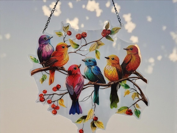 Multicolored Songbirds Suncatcher