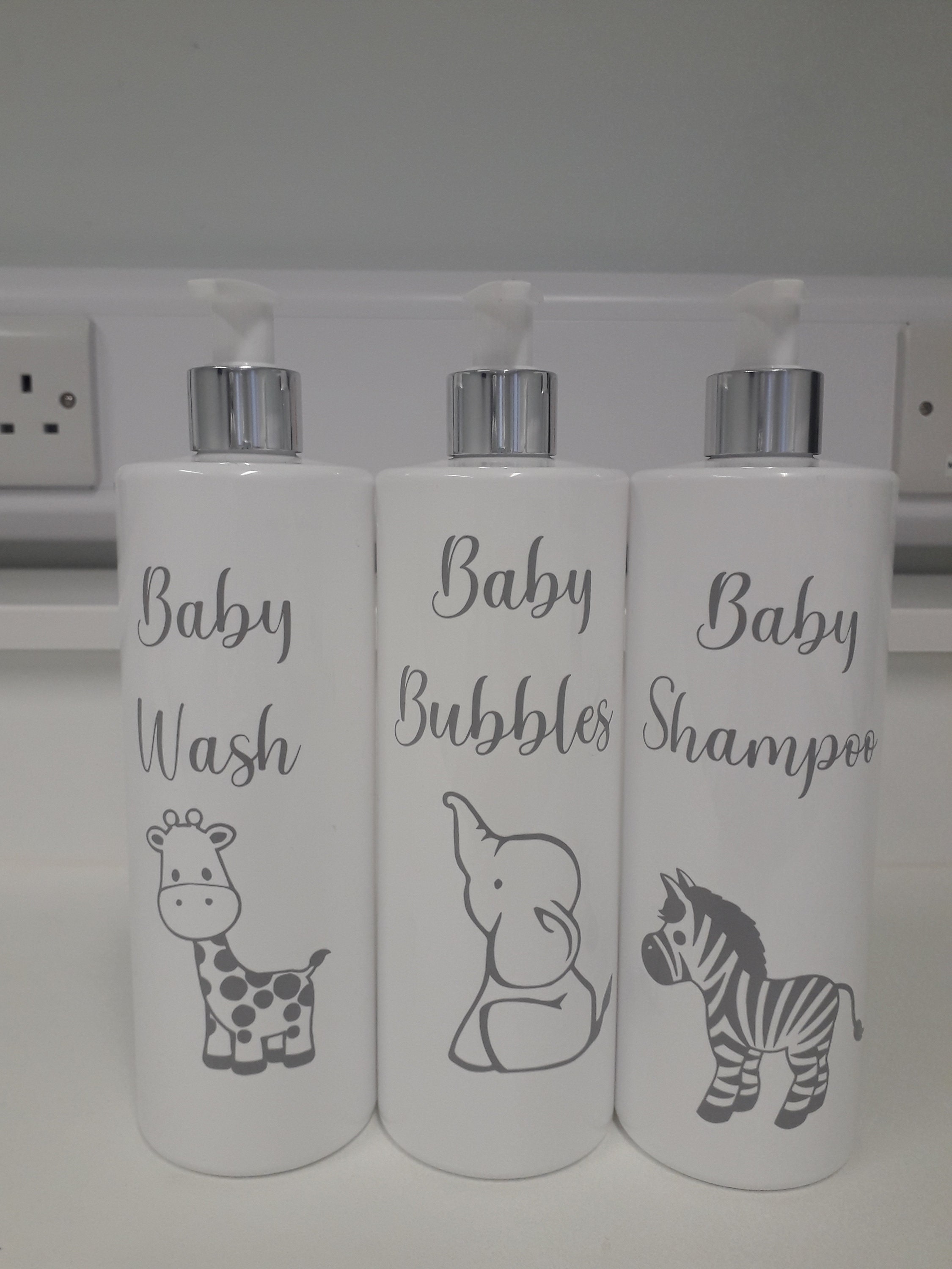 White 500ml Baby Pump Bottles Set of 3 Baby Bath Set Etsy