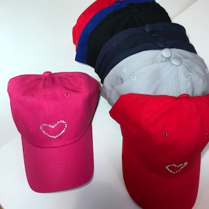 Heart Rhinestone Baseball Hat with Swarovski Crystals