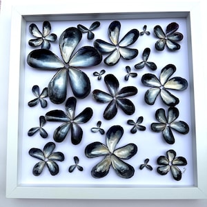 Large Mussel flower picture. Unique Mom gift, friend gift, sister gift, Sea glass lover gift