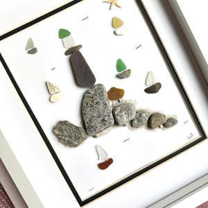 Stunning sea glass lighthouse picture, Boat lover, Nautical decor, Lighthouse lover, Gift for Dad