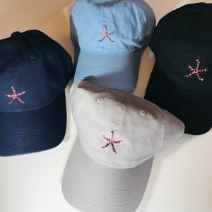 Pink Rhinestone Starfish baseball hat