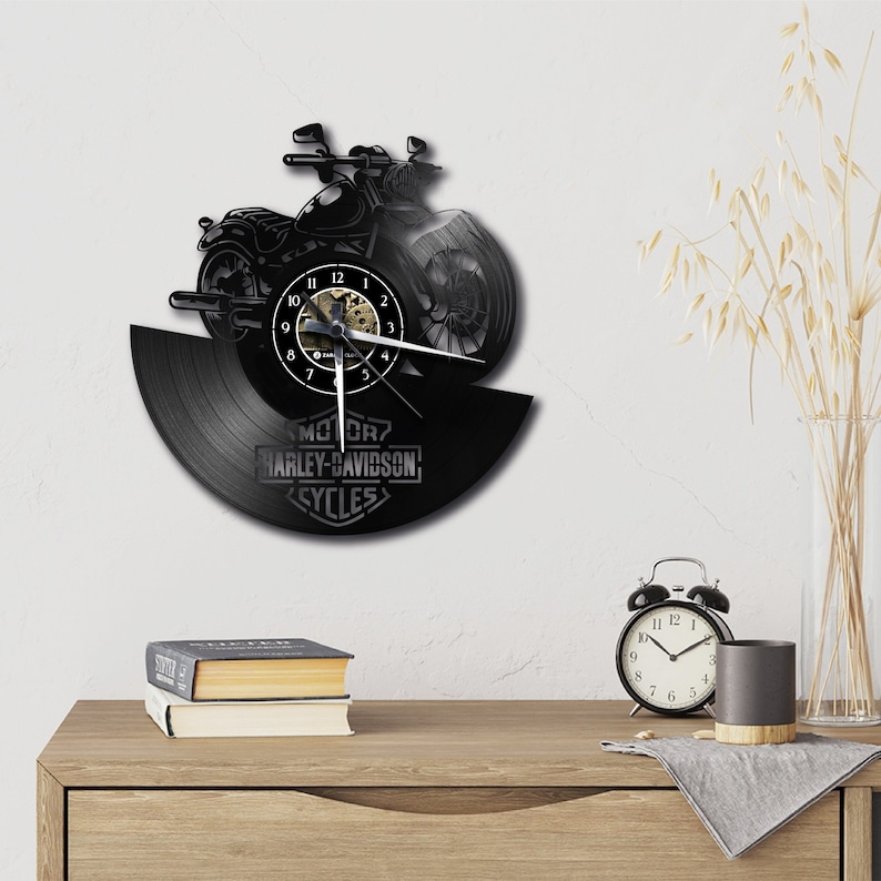 Harley Davidson Vinyl Clock Etsy