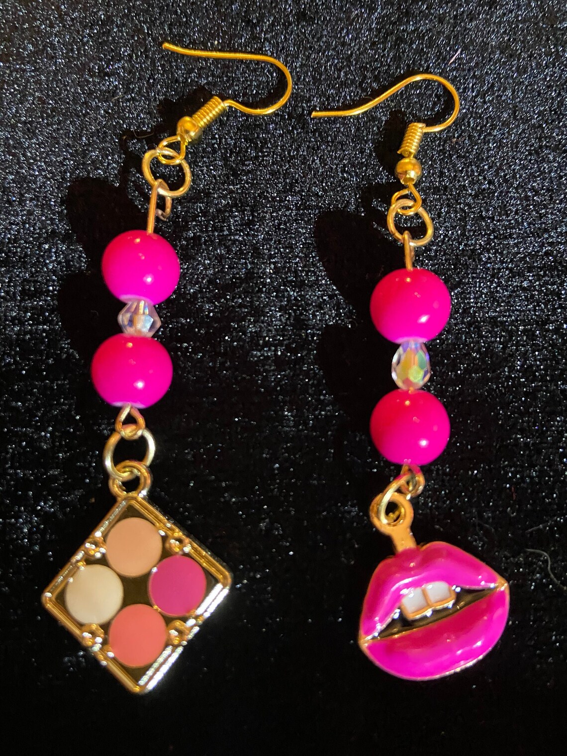 Pink makeup earrings for pierced ears Etsy
