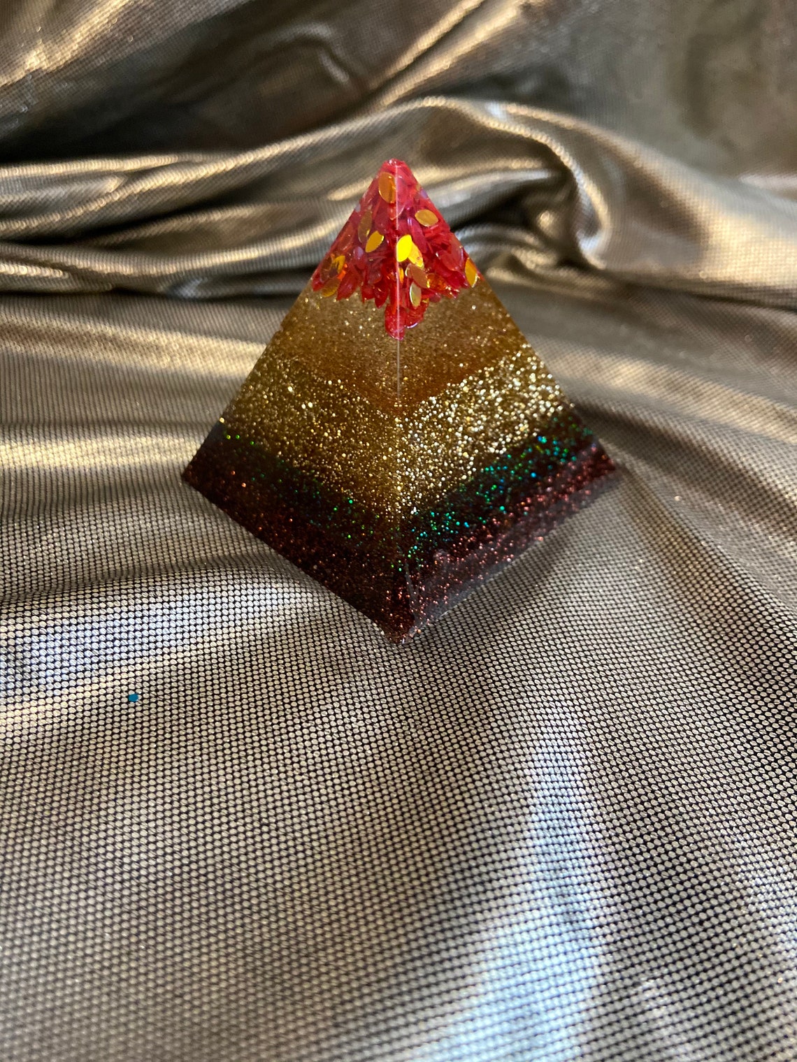Resin pyramid desk ornament I cal warm Etsy