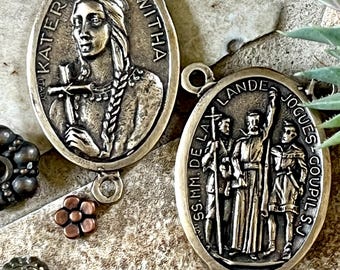 Large St Kateri Rosary Center ~ Kateri Tekakwitha