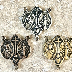 Jesus and Mary Rosary Center ~ Miraculous Medal ~ Our Lady of Mount Carmel ~ Double Sided