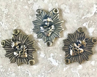 Sacred Heart Rosary Center ~ Thick Sturdy Piece ~ High Relief ~ Rosary Supplies