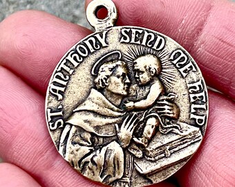 Large St Anthony Pendant  ~ Comfort Medal ~ Solid Bronze