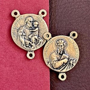 St Jude Thaddeus Rosary Center and reverse St Joseph with Child Jesus ~ Double Sided