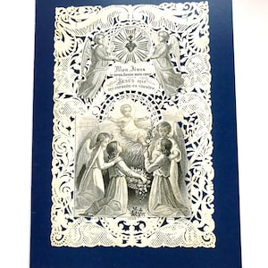 Jeu de cartes de Noël ~ Cartes de correspondance Jésus-Christ et ange ~ Cartes de la Nativité ~ Reproduction religieuse vintage traditionnelle Canivet ~ Noel