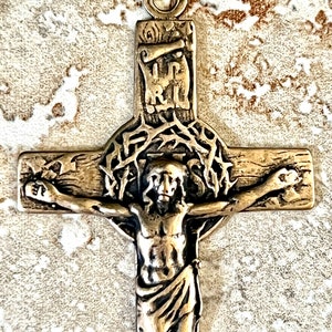 Thorns and Ivy Symbol of Hope Crucifix ~ Hand Cast Crucifix Available in Solid Bronze and Sterling Silver ~ High Relief ~ Crucifix Pendant