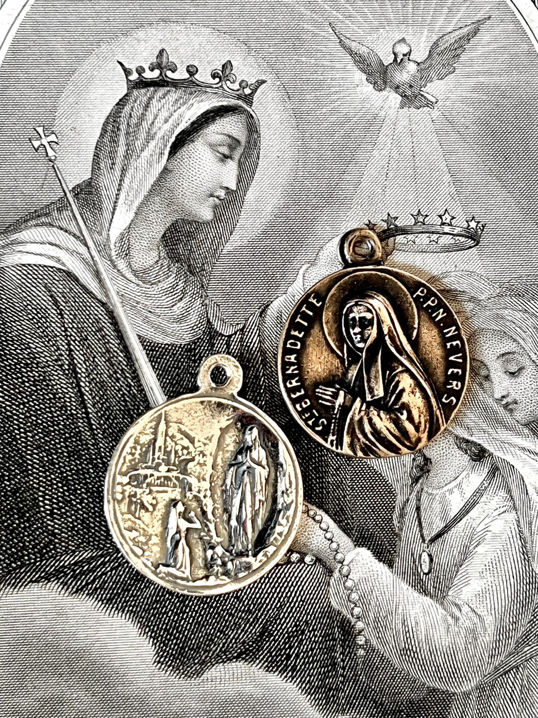 St Bernadette Medal ~ Our Lady of Lourdes ~ Double Sided - Etsy