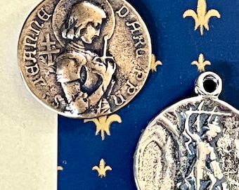 St Joan of Arc and St Michael Medal Pendant ~ Double Sided Medal