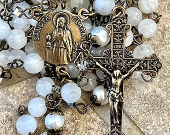 St Clare Rosary ~ Virgin of Light ~ Freshwater Pearl, Laborodite, and Swarovski Crystals ~ Poor Clares