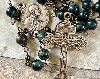 St Ignatius Rosary ~ Bronzite, Jasper and Copper Hematite ~ Pardon Indulgence Crucifix