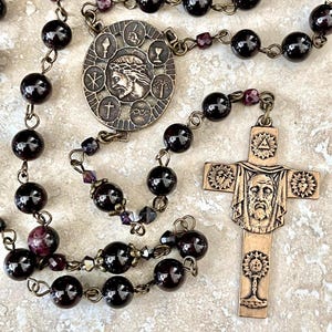 Garnet Five Holy Wounds of Jesus Rosary ~ Five Wounds Chaplet ~ Passionist Order Devotion ~ Reparation Rosary