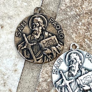 St Paul the Apostle Pendant ~ San Paolo ~ Holding Sword and Book of Epistles Detail ~ St Paul Medal