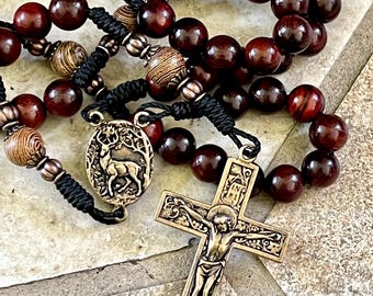 St Hubert Rosary ~ Patron of Hunters ~ ~ Black Rope Rosary
