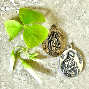St Patrick and St Brigid Medal ~ Hand Cast ~ St Patrick Pendant ~ Double~Sided