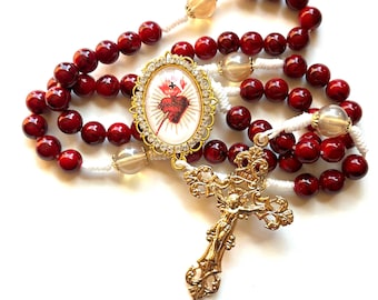Sacred Heart Rosary ~ Rhinestones