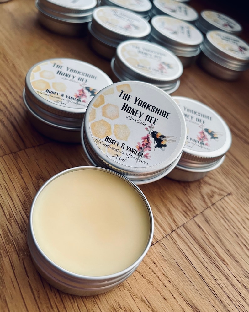 Yorkshire Beeswax Lip Balm Honey & Vanilla Sweet Orange Strawberry Cherry Chamomille Natural Lip Care Handmade image 1