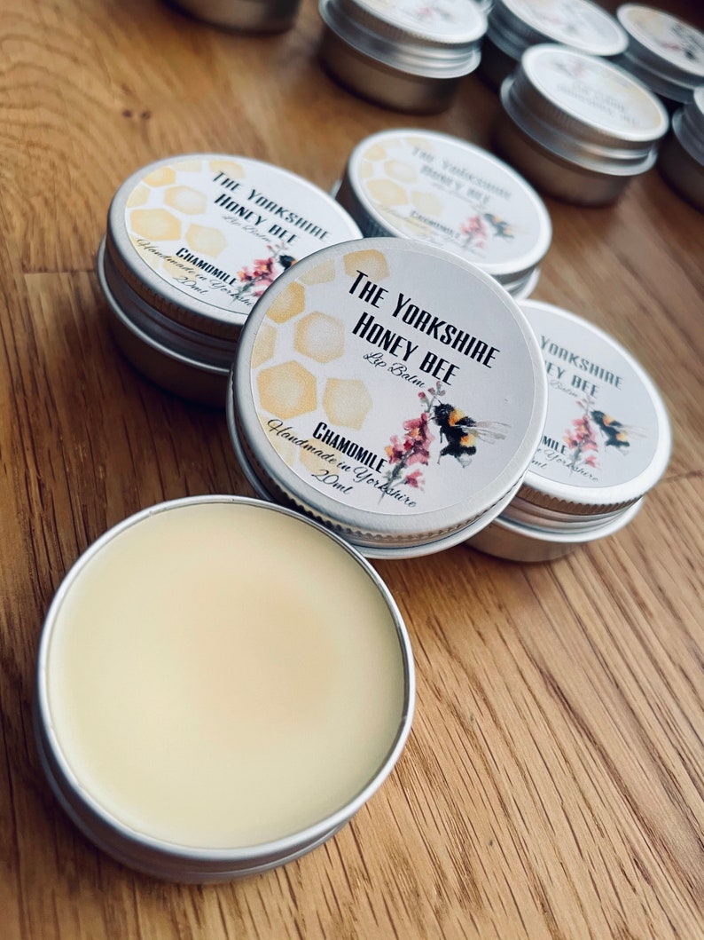 Yorkshire Beeswax Lip Balm Honey & Vanilla Sweet Orange Strawberry Cherry Chamomille Natural Lip Care Handmade image 3