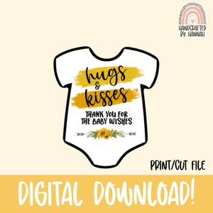 Baby Shower Party Favor Tags - DIGITALE DOWNLOAD PNG-bestand, Knuffels en kussen Bedankt voor de babywensen