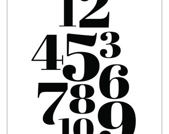 White Numbers Typography Print