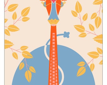 Stampa animale giraffa blu & arancione