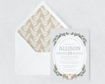 Invito baby shower: "Birds & Bunnies (Grigio)"