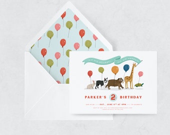 Invito compleanno bambini: "Animal Parade"
