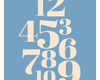 Stampa tipografica numeri blu